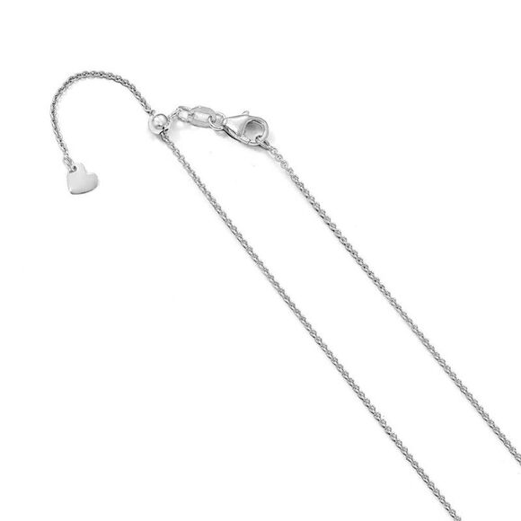 1.1mm 14k White Gold Adjustable Round Cable Chain Necklace 30 Inch